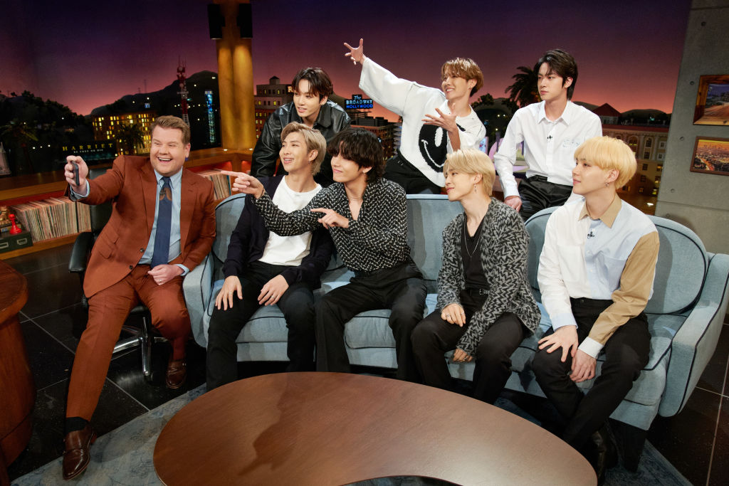 The Late Late Show with James Corden airing Tuesday, January 28, 2020, with guests Cynthia Erivo, Ashton Kutcher, and BTS.