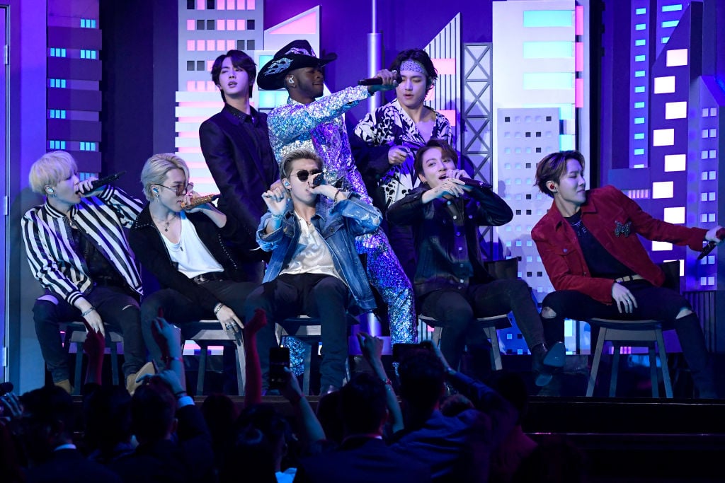Lil Nas X performs with Jin, V, SUGA, Jimin, RM, J-Hope, and Jungkook of BTS