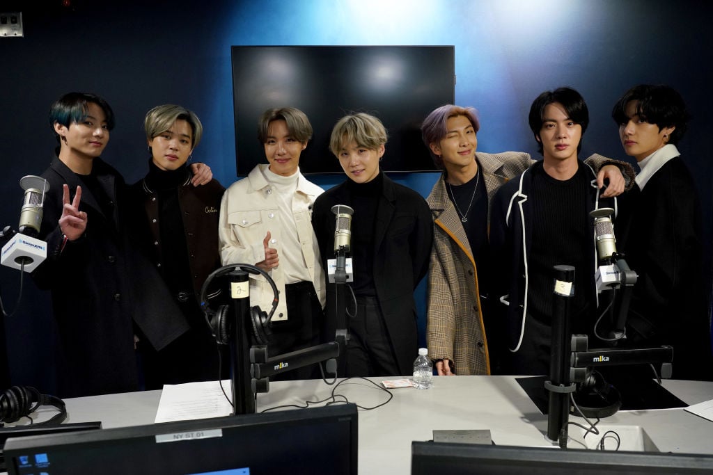 BTS visits the SiriusXM Studios on February 21, 2020 in New York City. 