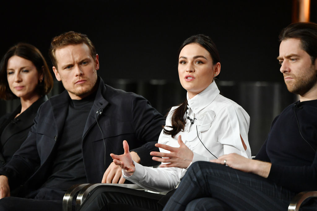 Caitriona Balfe (far left) with the Outlander cast | Amy Sussman/Getty Images