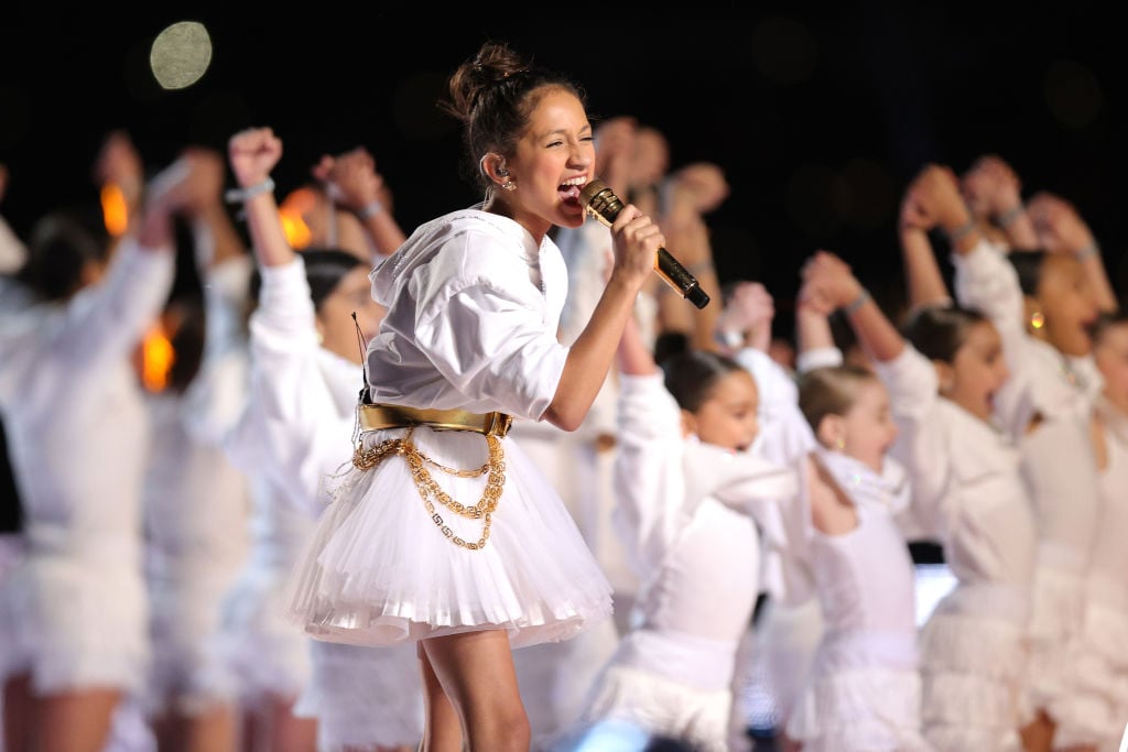 Jennifer Lopez's daughter Emme Maribel Muñiz performs during the Pepsi Super Bowl LIV Halftime Show.
