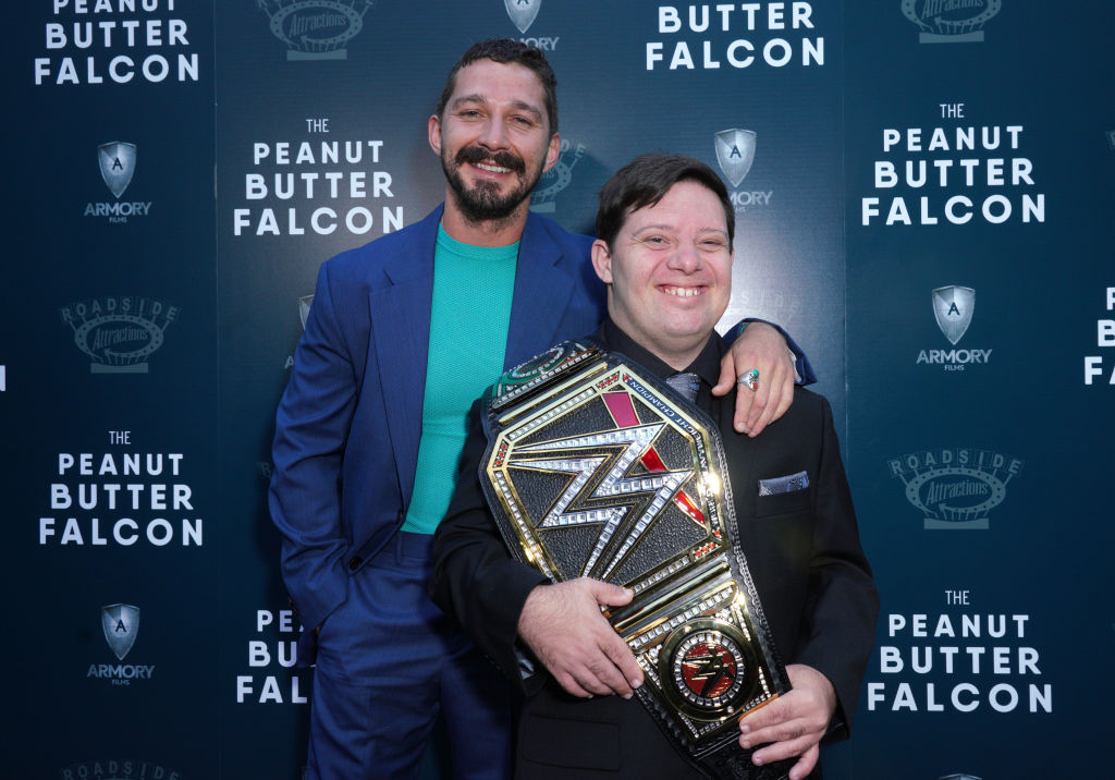 Shia LaBeouf (L) and Zack Gottsagen