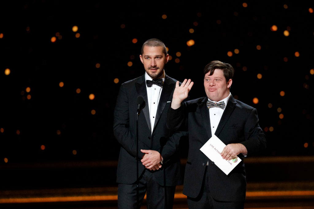 Shia LaBeouf and Zack Gottsagen at the 92nd Academy Awards