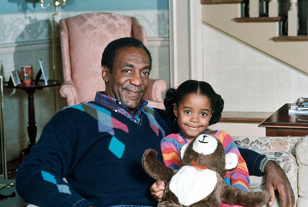 Bill Cosby as Dr. Heathcliff Huxtable and Keshia Knight Pulliam as Rudy Huxtable of 'The Cosby Show