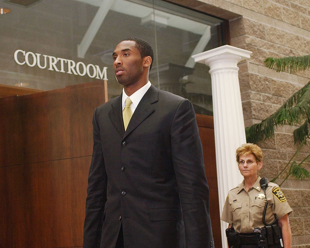 Kobe Bryant leaving court in 2003 after hearings related to the sexual assault charges he faced