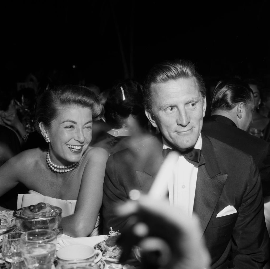Actor Kirk Douglas with wife Anne Buydens in 1957