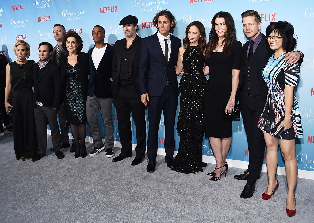 Liza Weil, Danny Strong, Sean Gunn, Kelly Bishop, Yanic Truesdale, Scott Patterson, Tanc Sade, Alexis Bledel, Lauren Graham, Matt Czuchry and Keiko Agena arrive at the premiere of Netflix's "Gilmore Girls: A Year In The Life" at the Regency Bruin Theatre on Nov. 18, 2016.