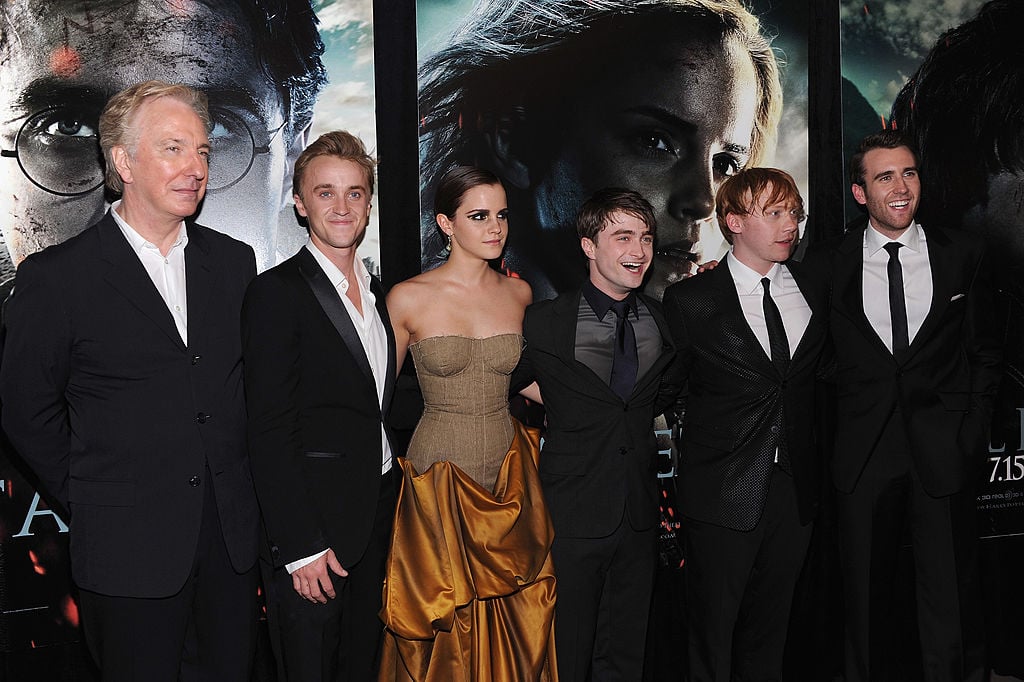Alan Rickman, Tom Felton, Emma Watson, Daniel Radcliffe, Rupert Grint and Matthew Lewis attend the premiere of "Harry Potter and the Deathly Hallows: Part 2"