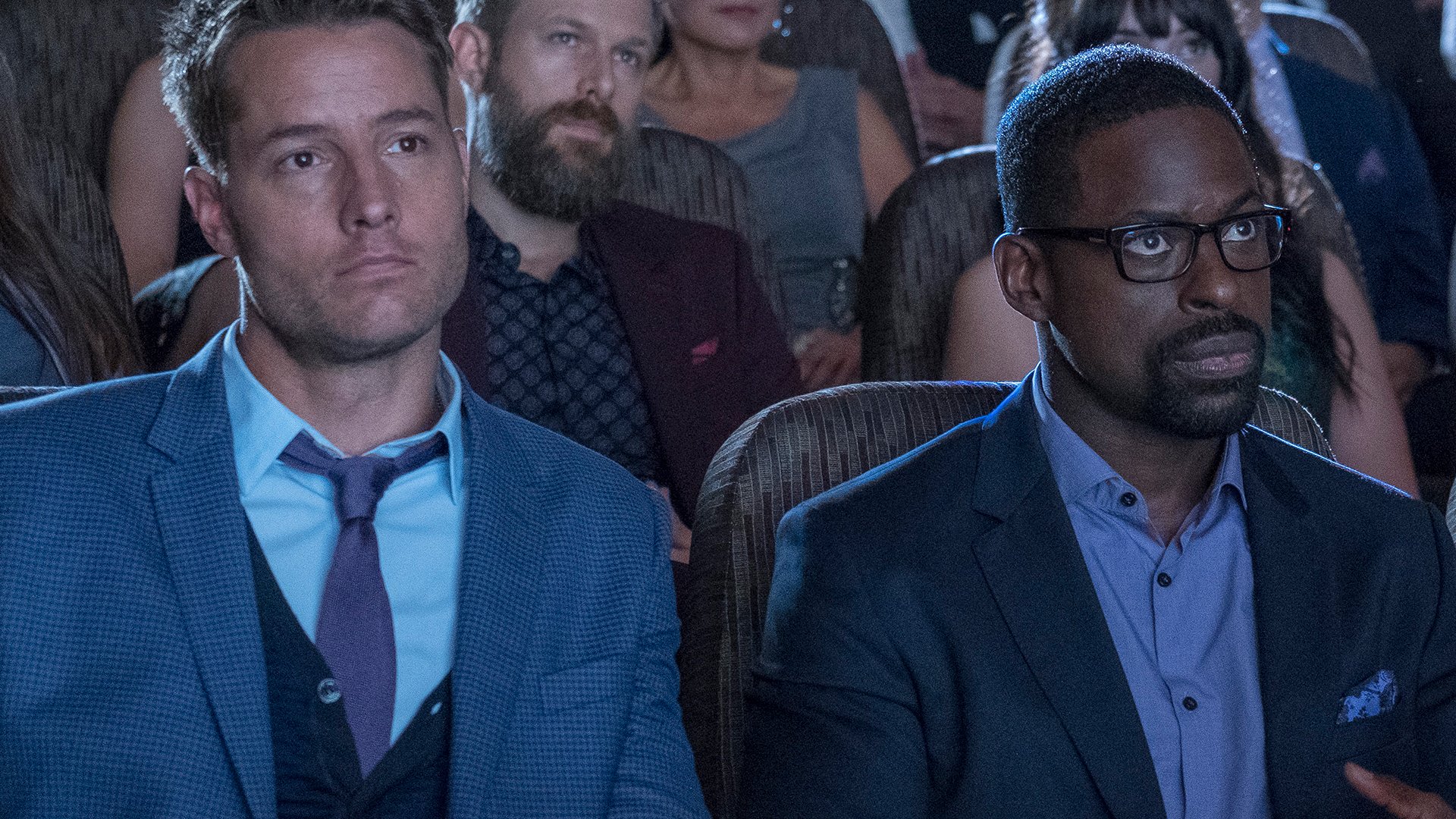 Justin Hartley as Kevin Pearson and Sterling K Brown as Randall Pearson This Is Us