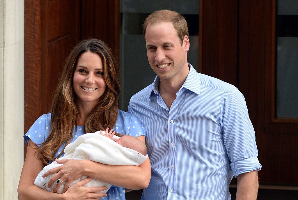 Kate Middleton, Prince William, and their newborn son, Prince George of Cambridge leave the Lindo Wing of St Mary's hospital on July 23, 2013