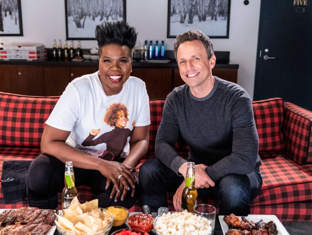 Leslie Jones and Seth Meyers