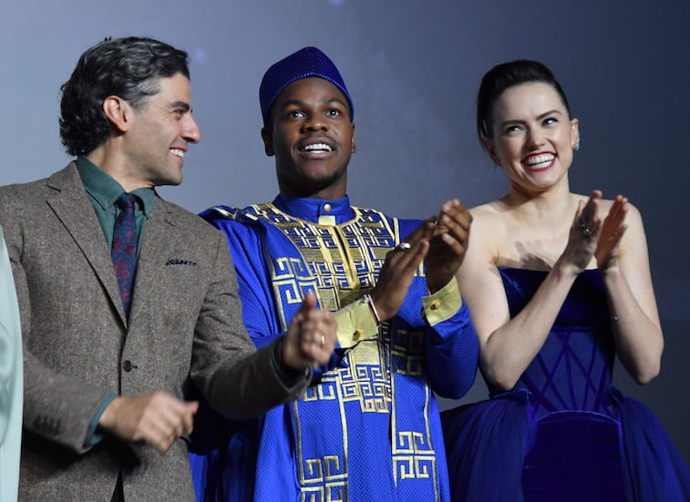 Oscar Isaac, John Boyega and Daisy Ridley 