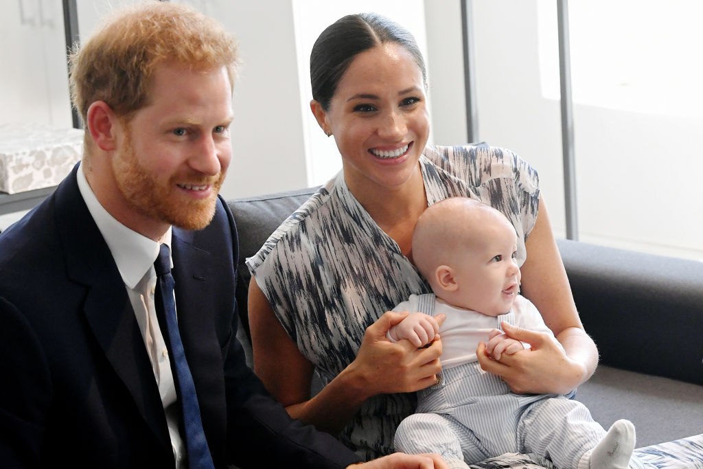 Prince Harry and Meghan Markle and their baby son Archie Mountbatten-Windsor meet Archbishop Desmond Tutu and his daughter Thandeka Tutu-Gxashe