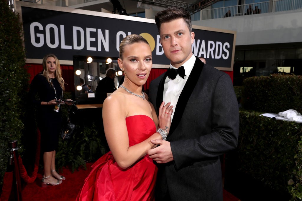 Scarlett Johansson and Colin Jost attend the 77th Annual Golden Globe Awards on Jan. 5, 2020