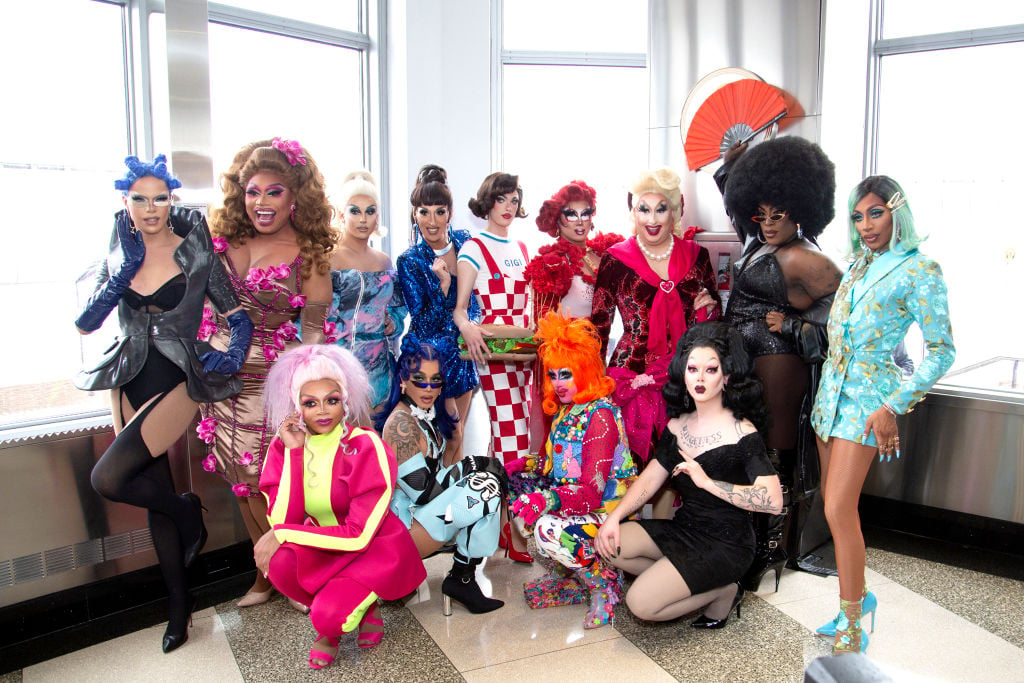 Nicky Doll, Brita Filter, Jan Sport, Jackie Cox, Gigi Goode, Rock M. Sakura, Sherry Pie, Widow Von'Du, Jaida Essence Hall, Heidi N Closet, Dahlia Sin, Crystal Methyd and Aiden Zhane of 'RuPaul's Drag Race' Season 12