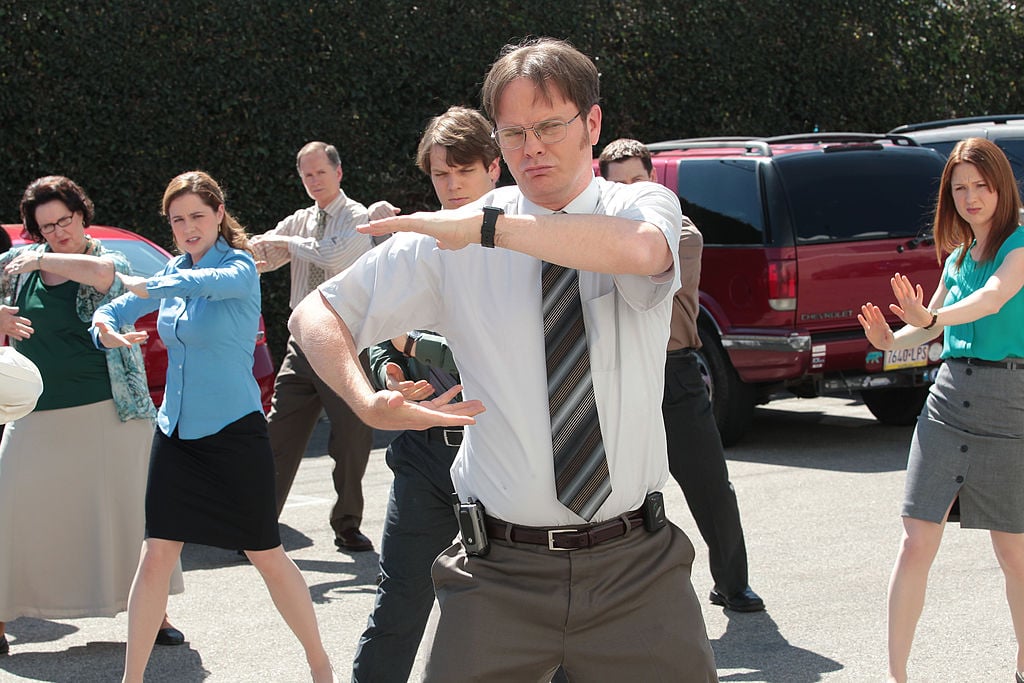 Phyllis Smith as Phyllis Vance, Jenna Fischer as Pam Beesly Halpert, Jake Lacy as Pete, Rainn Wilson as Dwight Schrute, Ellie Kemper as Erin Hannon on 'The Office'
