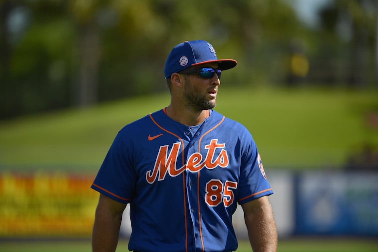Tim Tebow on the baseball field