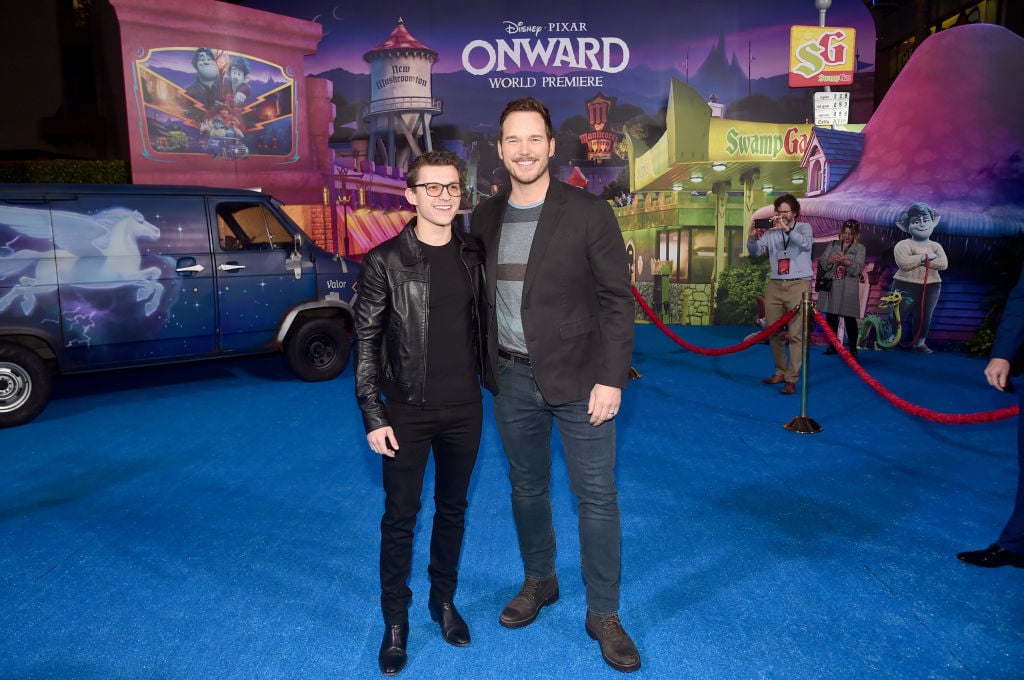 Tom Holland and Chris Pratt attend the world premiere of Disney and Pixar's ONWARD