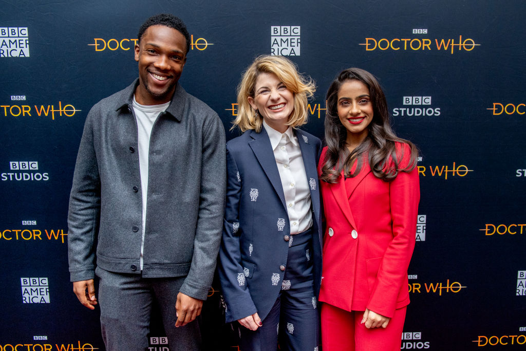 Tosin Cole, Jodie Whittaker, and Mandip Gill of Doctor Who season 12 episode 9