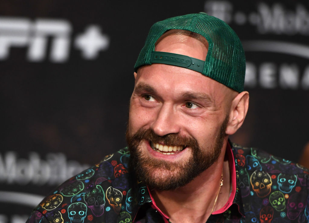 Boxer Tyson Fury at a news conference in 2019