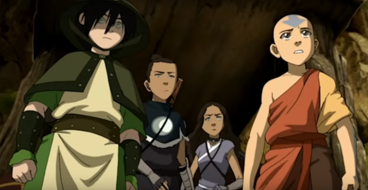 Most of the Gaang -- Toph, Sokka, Katara, and Aang of Avatar: The Last Airbender