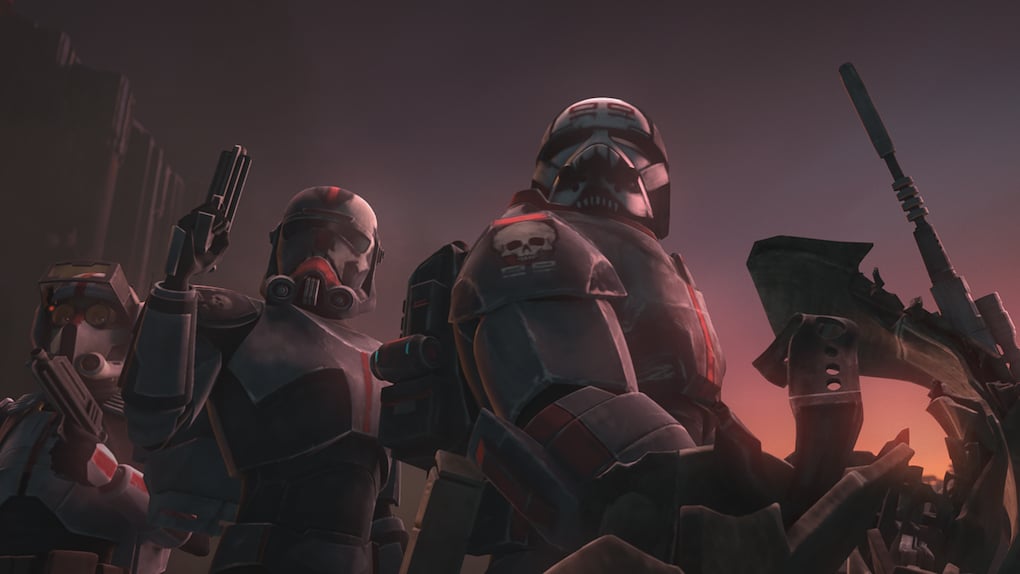 A still from 'The Clone Wars' Season 7 showing the Bad Batch squad.
