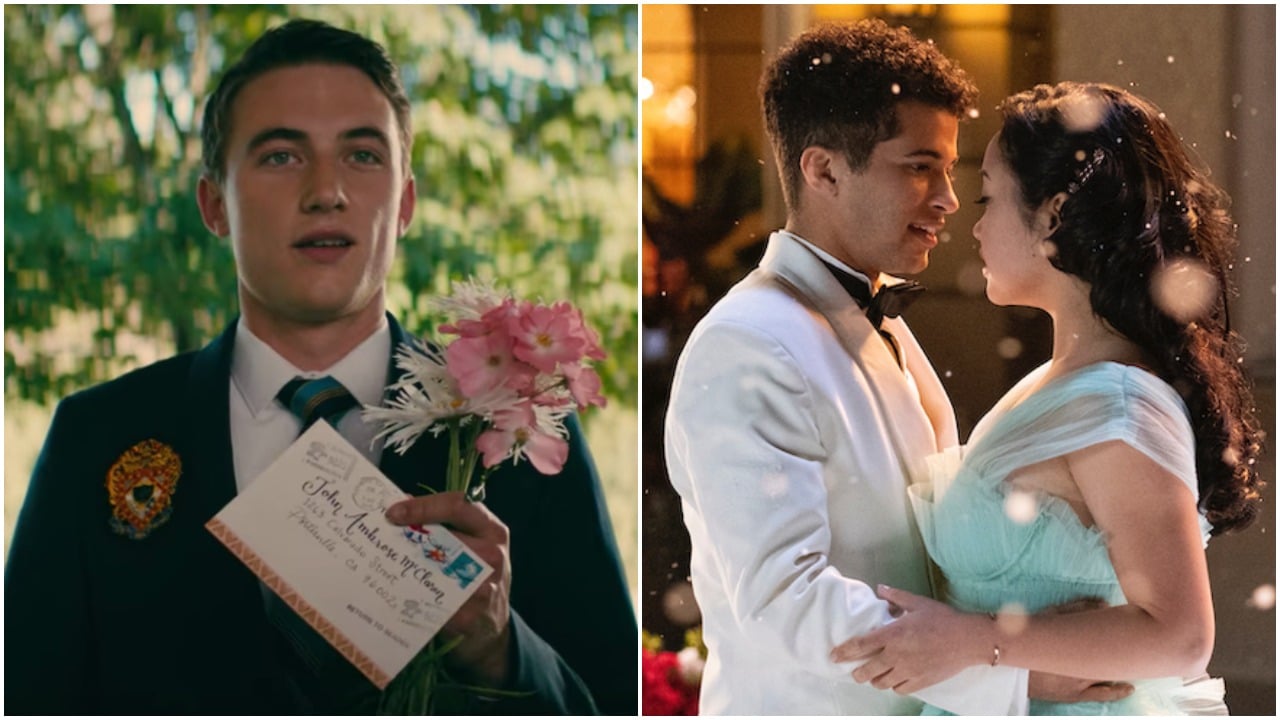 Jordan Burtchett at John Ambrose McClaren in 'To All The Boys I've Loved Before' / Jordan Fisher and Lana Condor as John Ambrose and Lara Jean in the sequel, 'P.S. I Still Love You.'