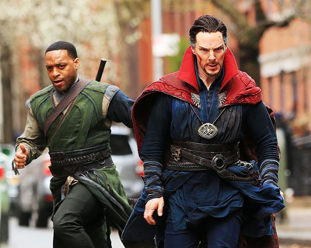 Benedict Cumberbatch and Chiwetel Ejiofor on the set of 'Doctor Strange' on April 2, 2016 in New York City.