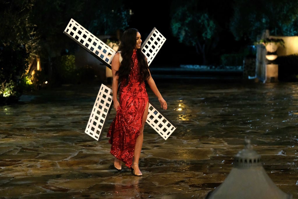 Deandra Kanu made her first appearance to Bachelor Peter Weber dressed as a windmill.