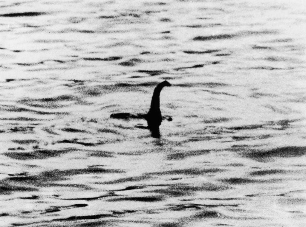 A photograph allegedly of the Loch Ness Monster, near Inverness, Scotland, April 19, 1934.