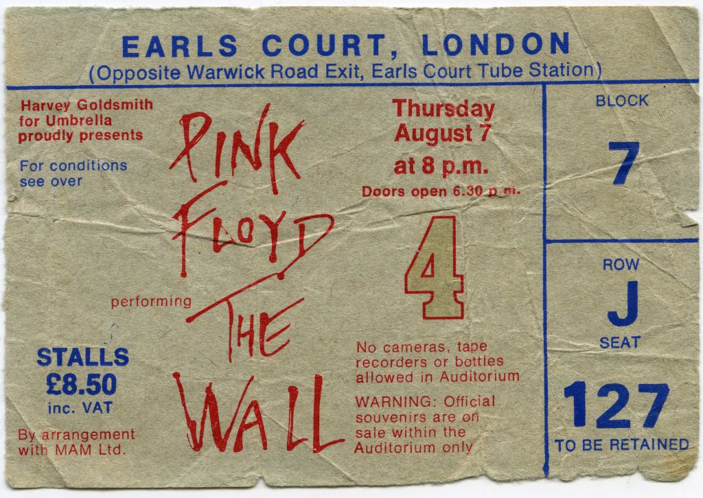 Ticket to Pink Floyd The Wall concert