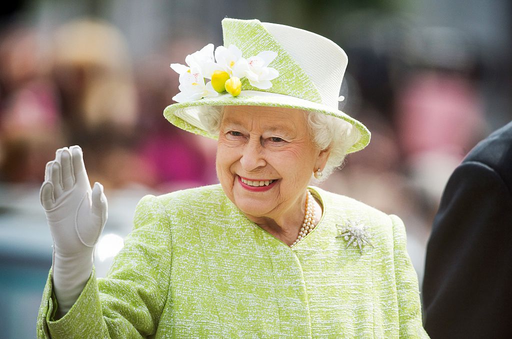 Queen Elizabeth II waves during a walk about around Windsor.