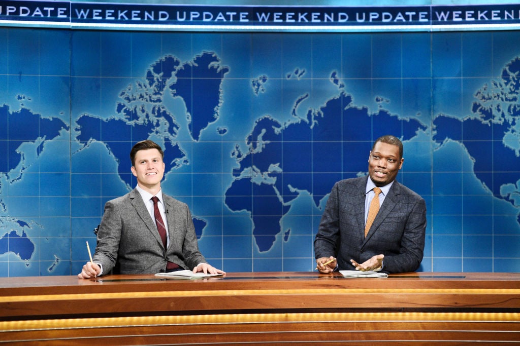 "Saturday Night LIve's" Colin Jost and Michael Che on "Weekend Update"