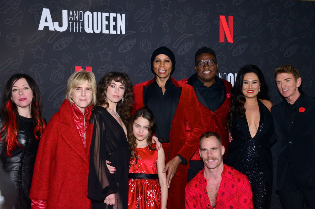 Marsy Robinson, Jhoni Marchinko, Katerina Tannenbaum, Izzy G., RuPaul, Michael-Leon Wooley, Matthew Wilkas, Tia Carrere, and Michael Patrick King of Netflix's "AJ and the Queen"