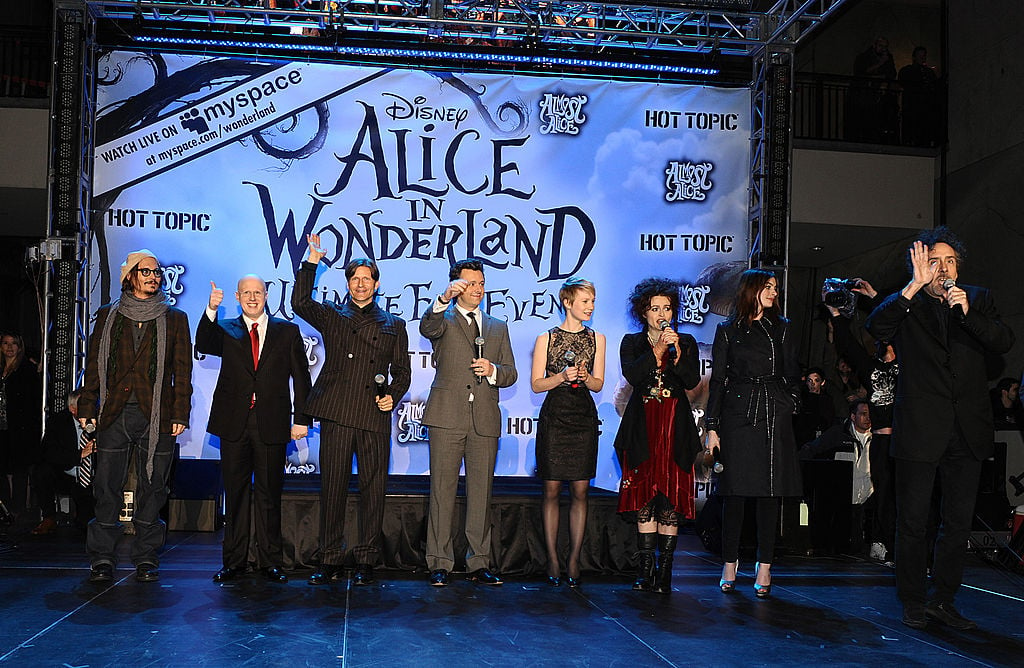 Tim Burton and the cast of 'Alice In Wonderland'