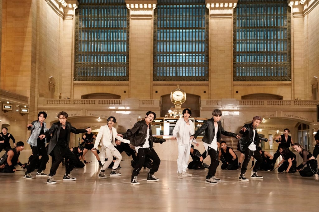 Musical guest BTS performs in Grand Central Terminal