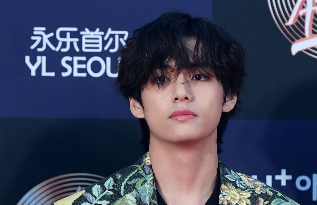 V of BTS arrives at the photo call for the 34th Golden Disc Awards 