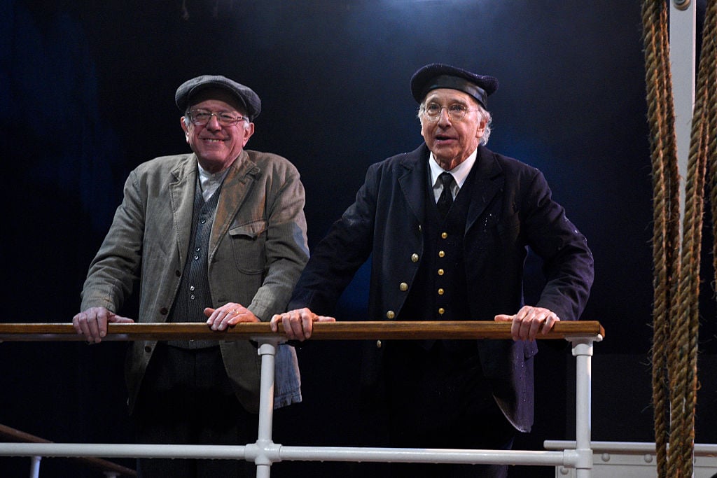 Senator Bernie Sanders and Larry David during the "Steam Ship" sketch