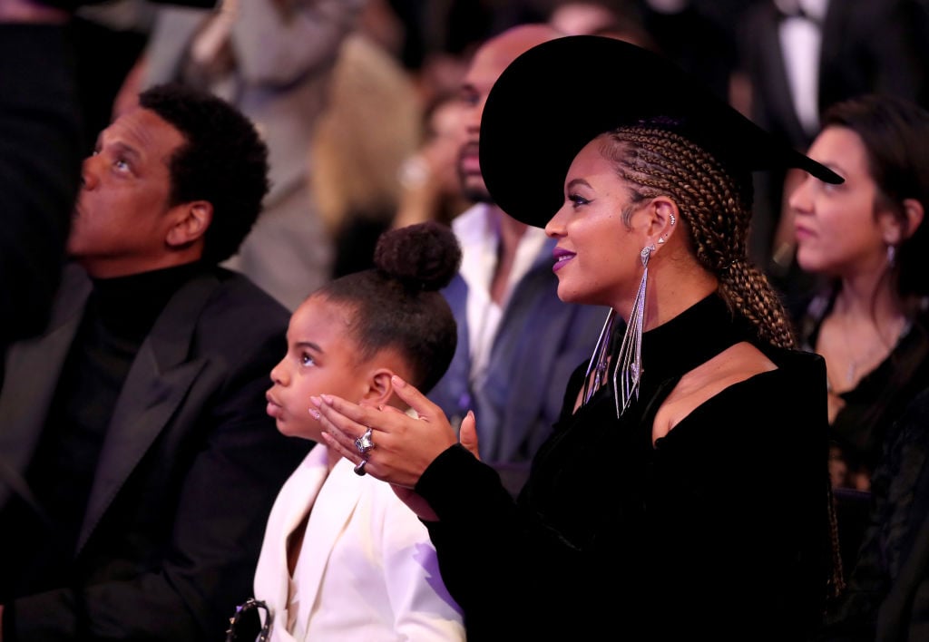 Blue Ivy and Beyoncé Knowles-Carter attend the 60th Annual GRAMMY Awards