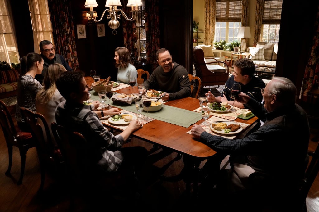 Clockwise from lower right: Len Cariou, Will Estes, Vanessa Ray, Bridget Moynahan, Tom Selleck, Sami Gayle, Donnie Wahlberg, Andrew Terraciano