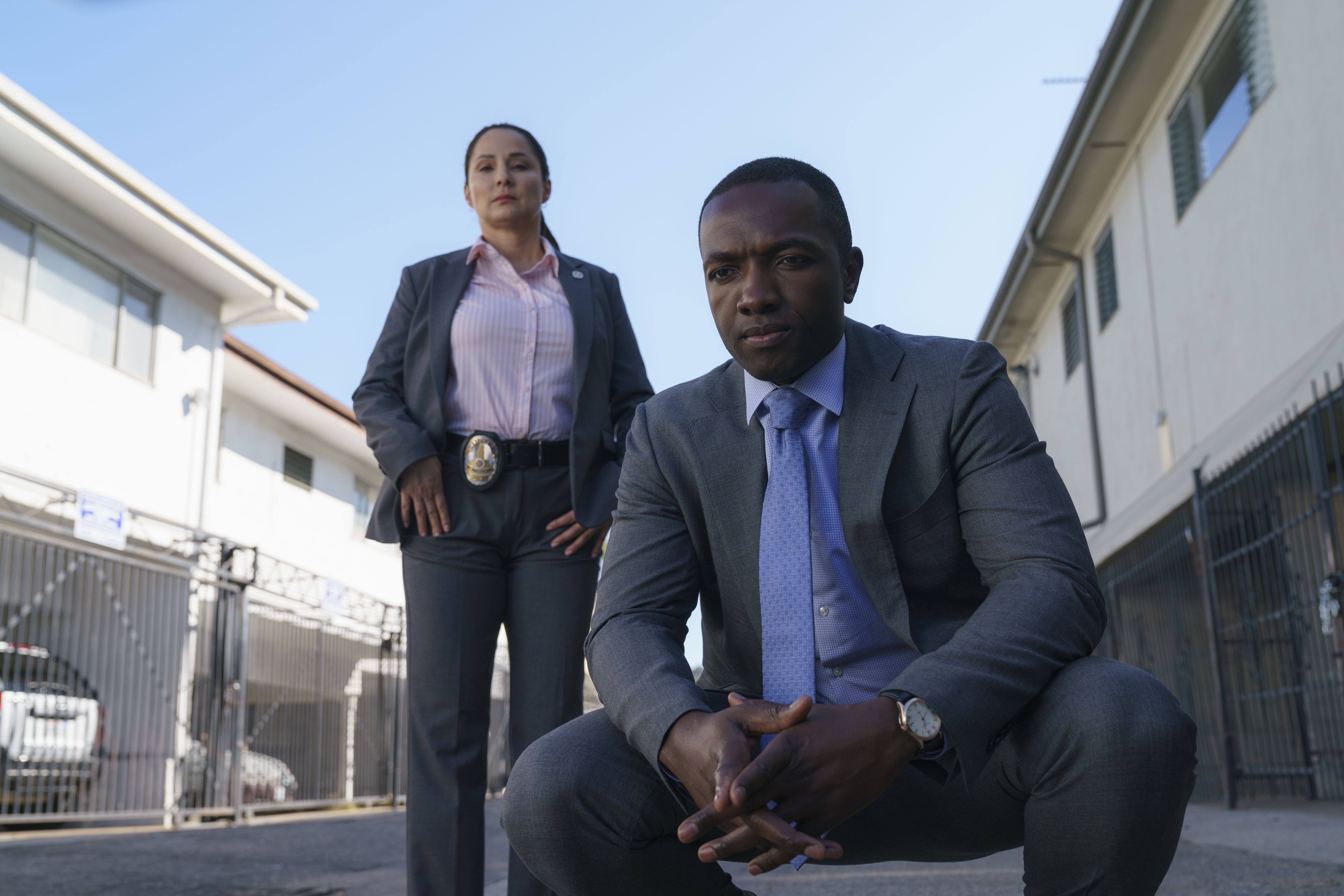 Amy Aquino and Jamie Hector in Bosch