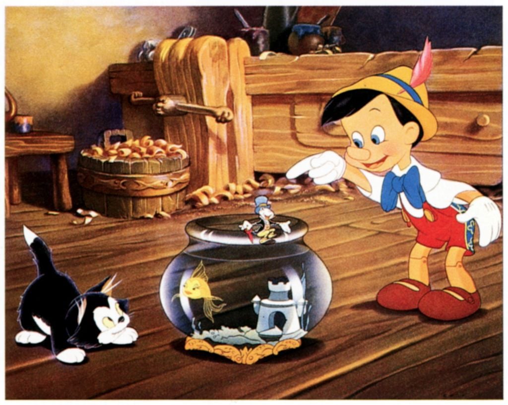 Pinocchio, Figaro, Cleo the Fish, Jiminy Cricket of 'Pinocchio'