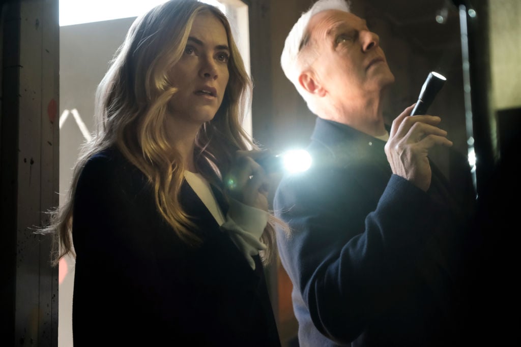 Emily Wickersham and Mark Harmon on NCIS |  Eddy Chen/CBS via Getty Images