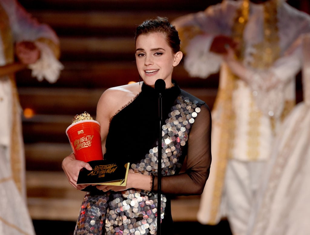 Actor Emma Watson accepts Best Actor in a Movie for 'Beauty and the Beast'