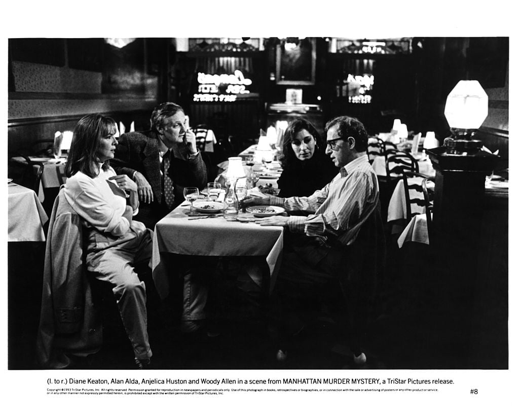 Diane Keaton, Alan Alda, Anjelica Huston and Woody Allen in a scene from 'Manhattan Murder Mystery'