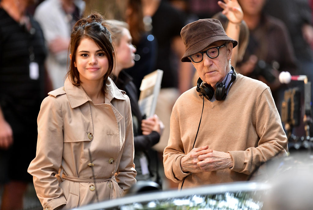 Selena Gomez and Woody Allen on the set of 'A Rainy Day in New York', 2017