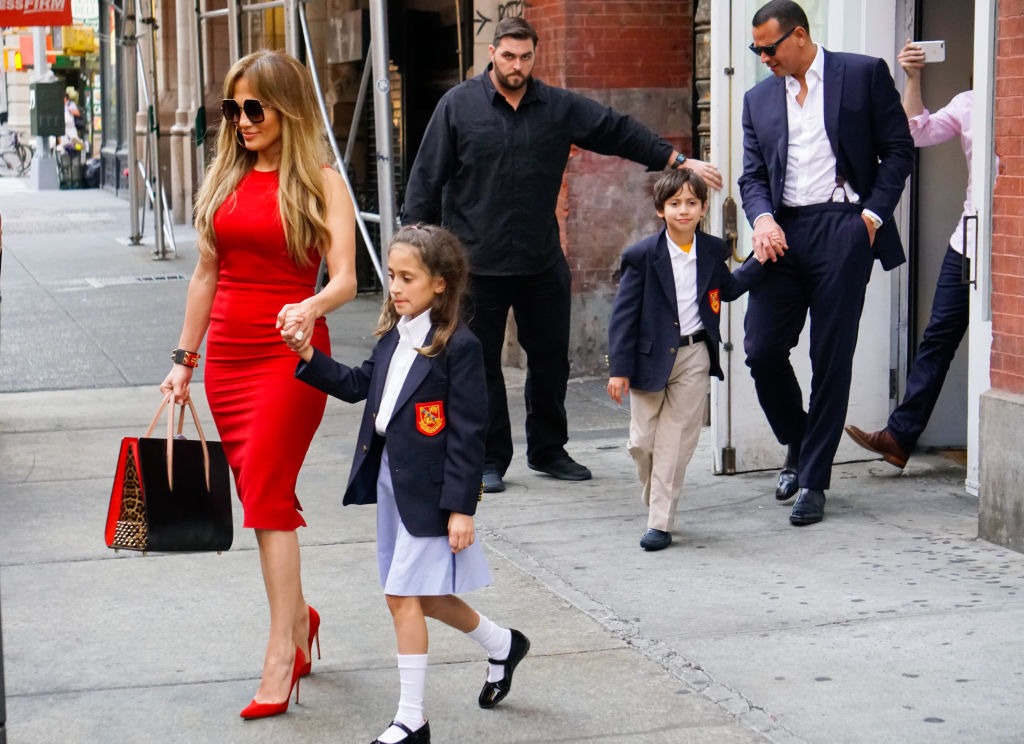 Jennifer Lopez with her daughter, Emme, Alex Rodriguez, and Lopez's son, Max