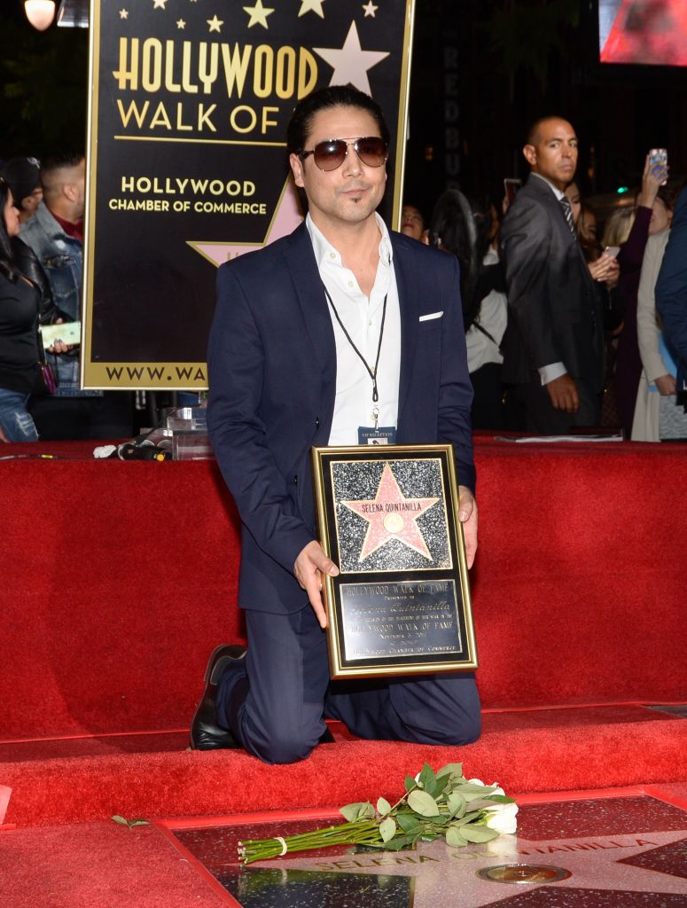 Musician Chris Perez attends the ceremony honoring his late wife, singer Selena Quintanilla, with a Star on the Hollywood Walk of Fame on November 3, 2017