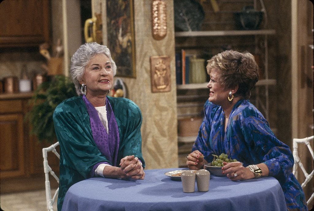 Bea Arthur (left) with Rue McClanahan in a scene from 'The Golden Girls'