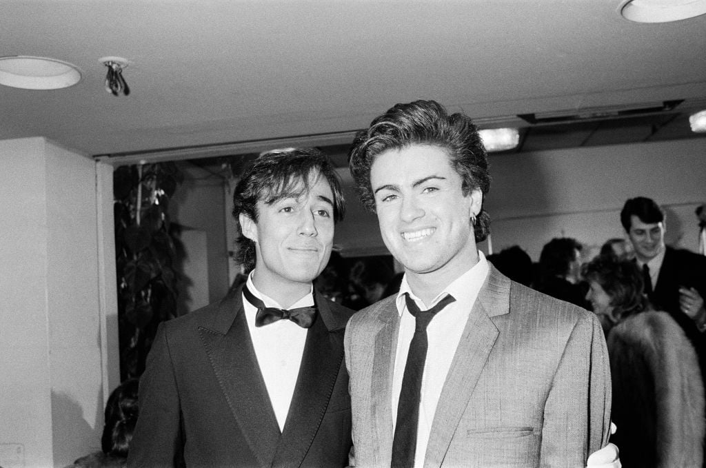 Andrew Ridgeley and George Michael of Wham!,1984